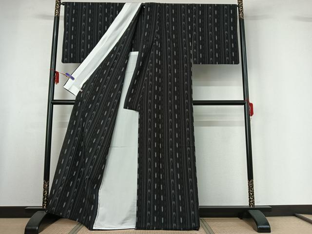 平和屋着物▽本塩沢 単衣 蚊絣 さが美扱い 正絹 逸品 AABF6794jh
