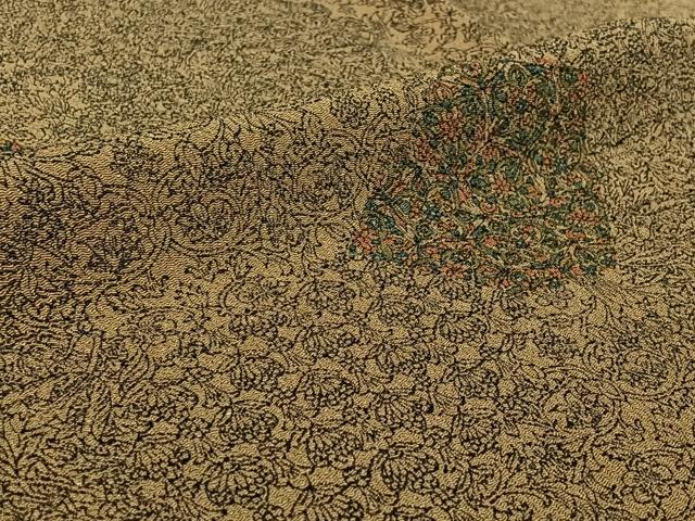 平和屋着物▽上質な小紋 単衣 更紗花文 鬼しぼ縮緬 正絹 逸品 AABF6797jh