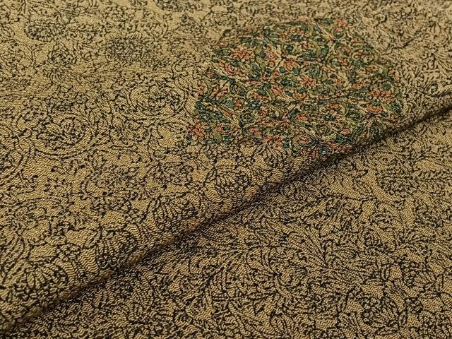 平和屋着物▽上質な小紋 単衣 更紗花文 鬼しぼ縮緬 正絹 逸品 AABF6797jh