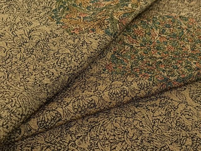 平和屋着物▽上質な小紋 単衣 更紗花文 鬼しぼ縮緬 正絹 逸品 AABF6797jh
