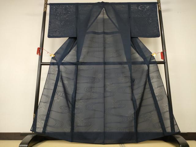 平和屋着物*夏物 色無地 絽 流水花紋紗 褐返色 正絹 逸品 AABF6805jd