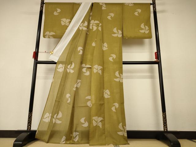平和屋着物*夏物 小紋 紗 舞花文 洗える着物 AABF6817jd