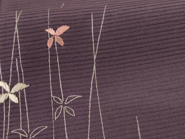 平和屋着物*夏物 訪問着 絽 刺繍 枝花文 銀彩 三越扱い 正絹 逸品 未使用 AABF6819jd