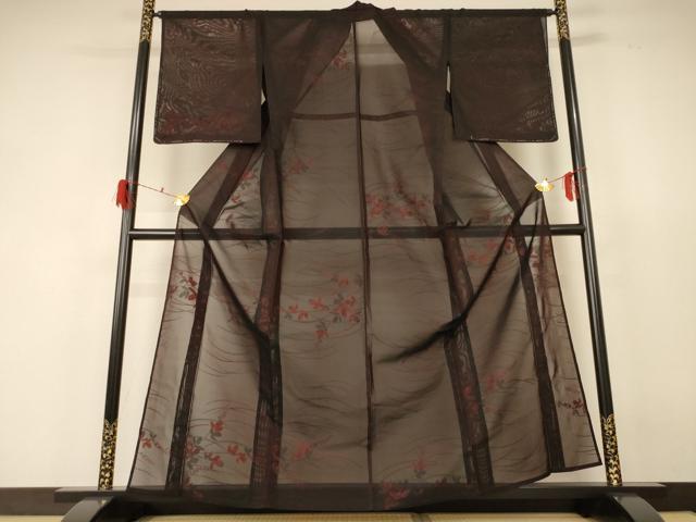 平和屋着物*夏物 小紋 紗 草花文 正絹 逸品 AABF6826jd