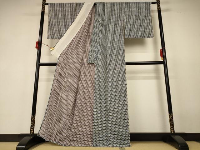 平和屋着物*夏物 小紋 絽 毘沙門亀甲 正絹 逸品 AABF6833jd