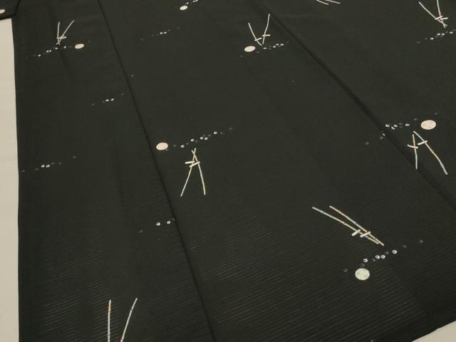 平和屋着物*夏物 小紋 絽 竹馬 毬 黒地 洗える着物 AABF6835jd