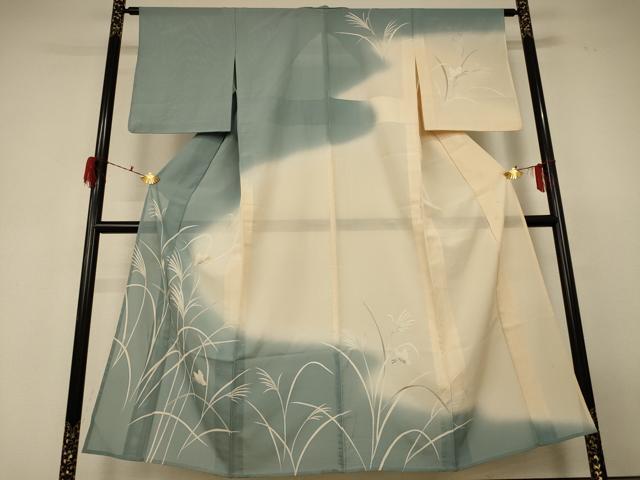 平和屋着物*夏物 訪問着 絽 花蝶文 暈し染め 正絹 逸品 AABF6852jd