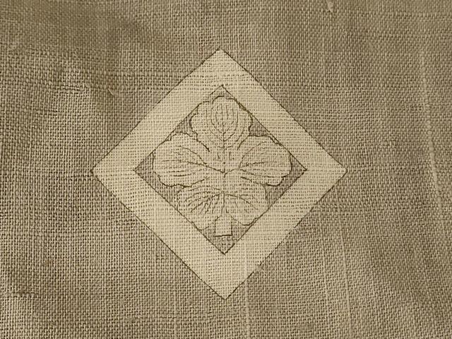 平和屋着物*夏物 男性 色紋付 上布 白橡色 麻 逸品 AABF6853jd