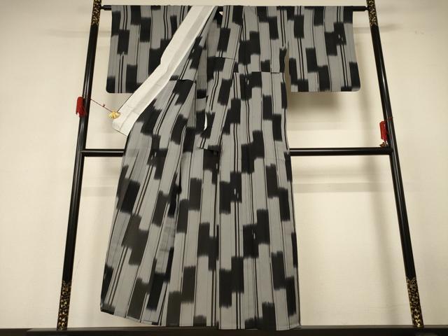 平和屋着物*夏物 明石ちぢみ 幾何学文様 正絹 逸品 AABF6860jd