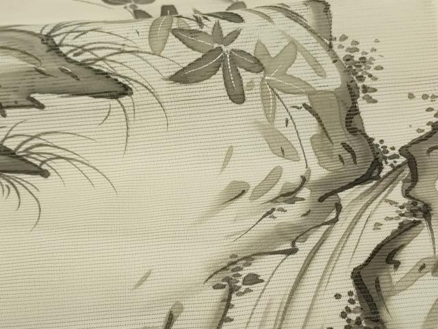 平和屋着物*夏物 訪問着 絽 手描き 風景文 暈し染め 洗える着物 AABF6871jd