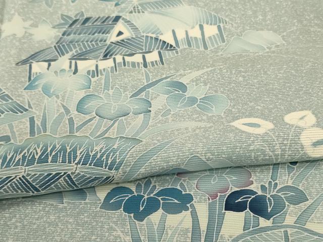 平和屋着物*夏物 訪問着 絽 風景草花文 暈し染め 正絹 逸品 AABF6894jd