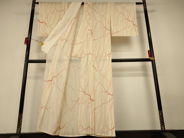 平和屋着物*夏物 小紋 絽 枝葉文 正絹 逸品 AABF6903jd