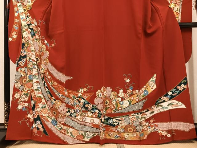 平和屋着物●豪華振袖 松竹梅花熨斗文 金彩 正絹 逸品 AABF6927ph