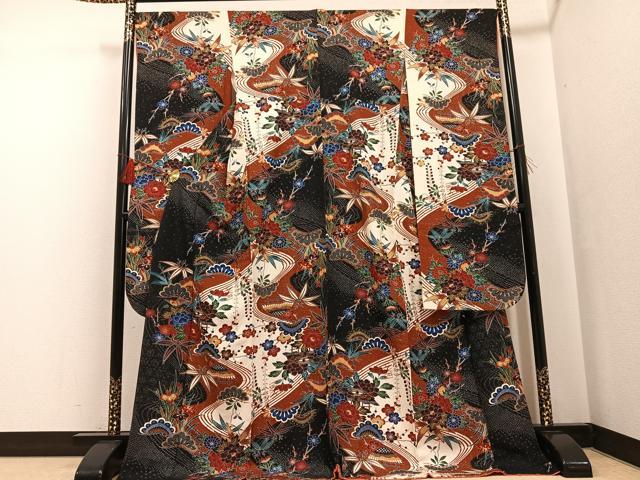 平和屋着物●豪華振袖 松竹梅草花文 金彩 ロング丈 正絹 逸品 AABF6928ph
