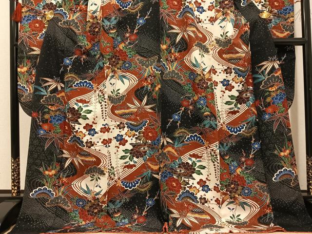 平和屋着物●豪華振袖 松竹梅草花文 金彩 ロング丈 正絹 逸品 AABF6928ph