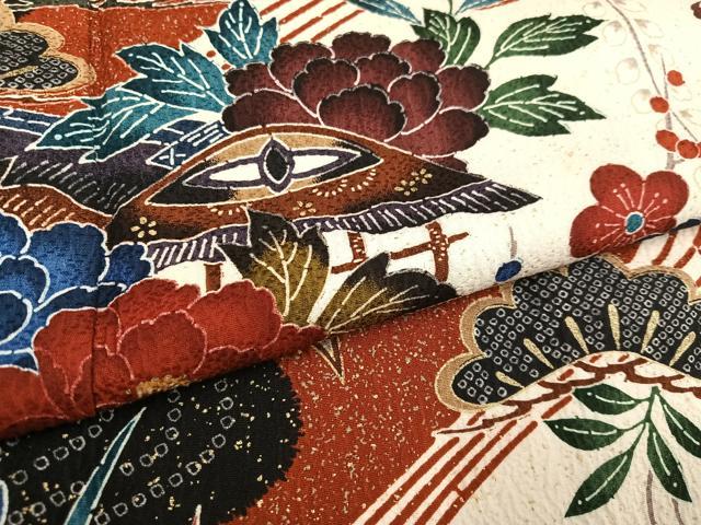 平和屋着物●豪華振袖 松竹梅草花文 金彩 ロング丈 正絹 逸品 AABF6928ph