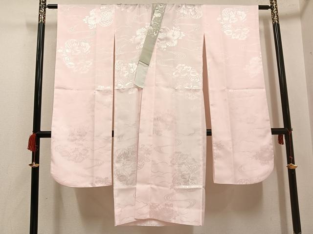 平和屋着物●振袖用長襦袢 無双仕立て 草花地紋 半衿刺繍 洗える着物 AABF6929ph