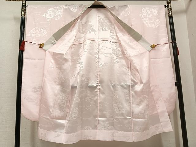 平和屋着物●振袖用長襦袢 無双仕立て 草花地紋 半衿刺繍 洗える着物 AABF6929ph
