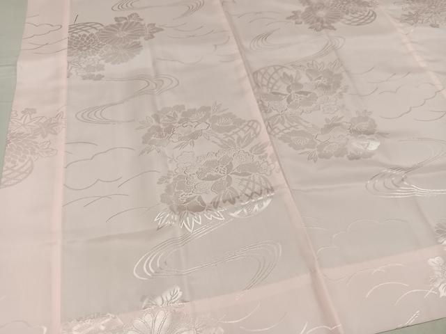 平和屋着物●振袖用長襦袢 無双仕立て 草花地紋 半衿刺繍 洗える着物 AABF6929ph