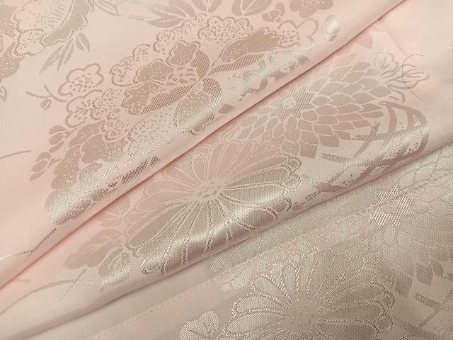 平和屋着物●振袖用長襦袢 無双仕立て 草花地紋 半衿刺繍 洗える着物 AABF6929ph