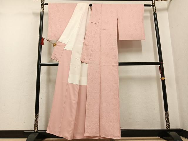 平和屋着物●上質な色無地 辻が花地紋 赤香色 正絹 逸品 AABF6935ph