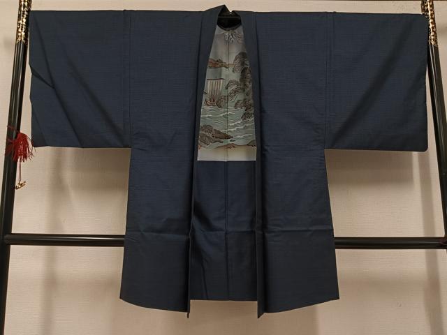 平和屋着物●男性 本場大島紬 アンサンブル 100亀甲 総詰め 正絹 逸品 AABF6958ph