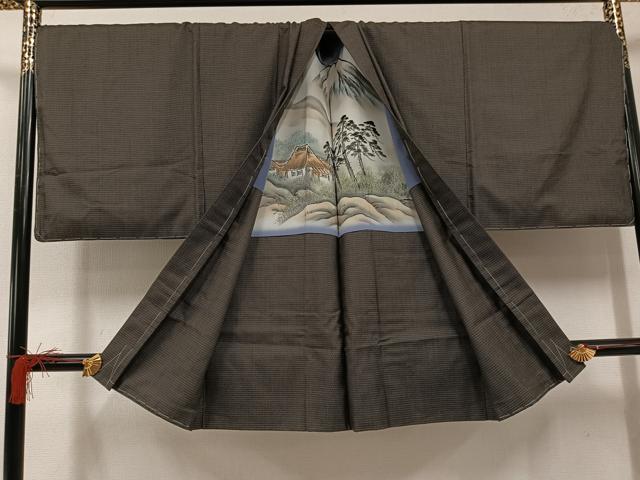 平和屋着物●男性 大島紬 アンサンブル 亀甲柄 キングサイズ 正絹 逸品 未使用 AABF6964ph