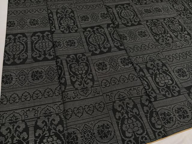 平和屋着物●本場大島紬 カタス7マルキ 花唐草文 正絹 逸品 AABF6967ph