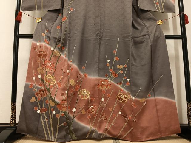 平和屋着物●訪問着 枝花文 暈し染め 金彩 正絹 逸品 AABF6990ph