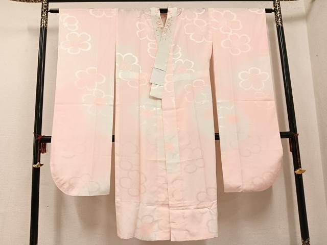 平和屋着物●振袖用長襦袢 無双仕立て 梅地紋 暈し染め 正絹 逸品 AABF6994ph
