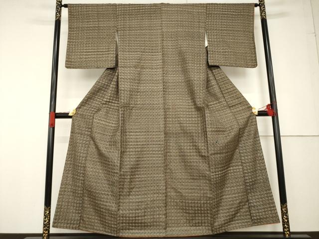 平和屋着物●本場大島紬 格子 正絹 逸品 AABF7007ck