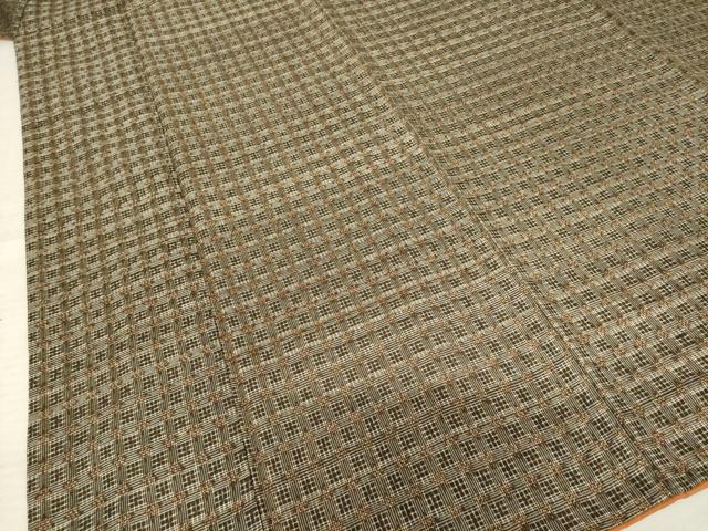 平和屋着物●本場大島紬 格子 正絹 逸品 AABF7007ck