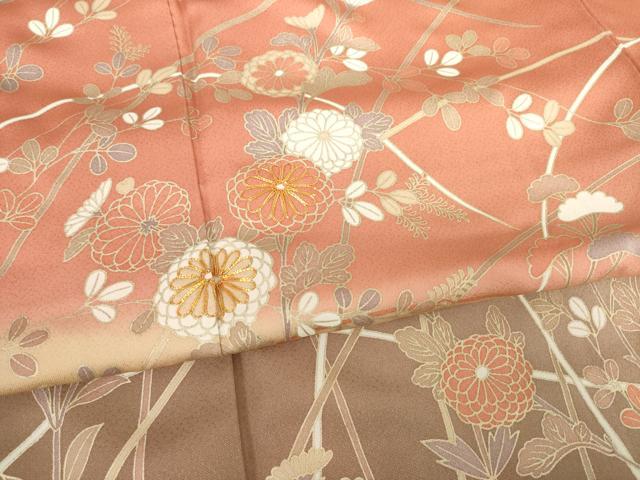 平和屋着物●訪問着 駒刺繍 草花文 暈し染め 金彩 正絹 逸品 AABF7010ck