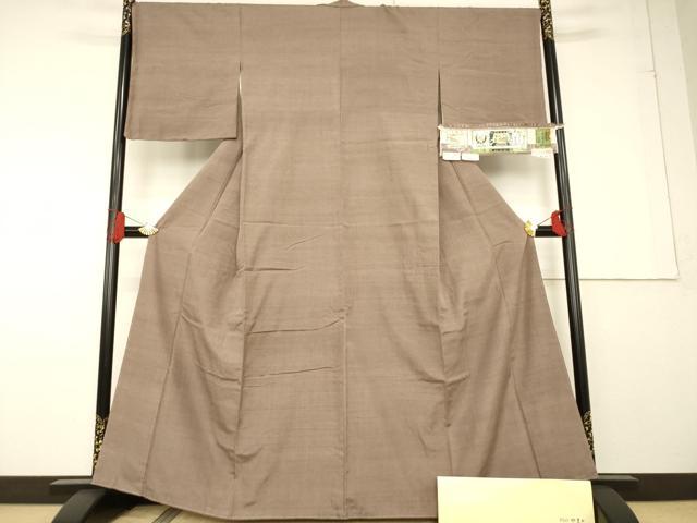 平和屋着物●結城紬 色無地 梅染色 やまと誂製 龍田屋 証紙付き 正絹 逸品 AABF7016ck