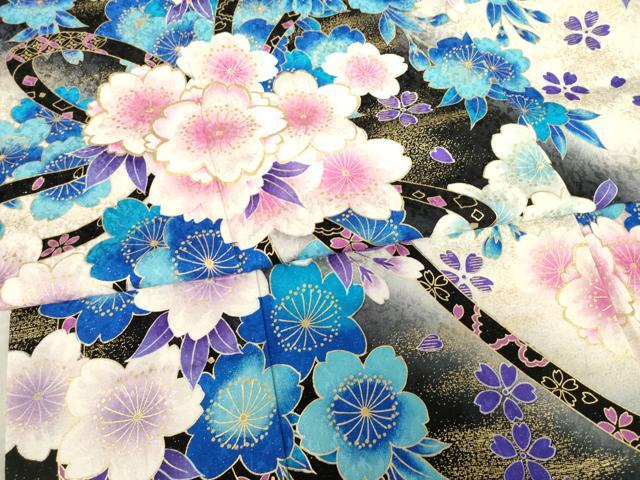 平和屋着物●豪華振袖 刺繍 花束文 金彩 銀通し地 正絹 逸品 AABF7025ck