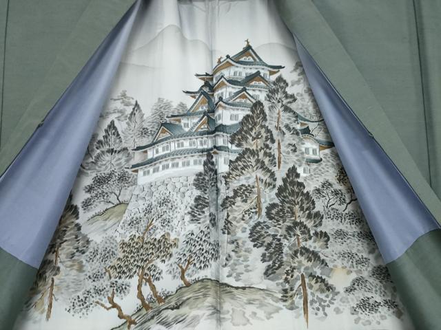 平和屋着物●男性 紬 アンサンブル 錆鼠色 正絹 逸品 AABF7037ck