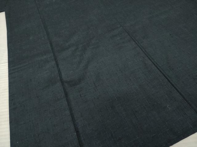 平和屋着物●男性 紬 アンサンブル 長襦袢(袷)セット 色無地 藍鉄色 正絹 逸品 AABF7038ck