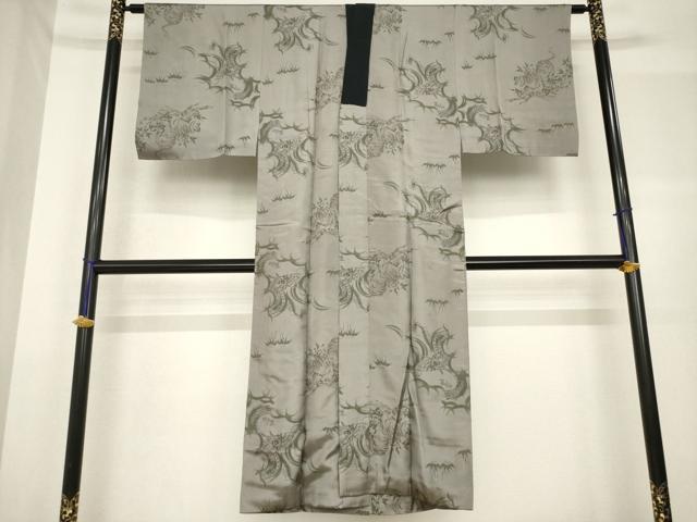 平和屋着物●男性 紬 アンサンブル 長襦袢(袷)セット 色無地 藍鉄色 正絹 逸品 AABF7038ck