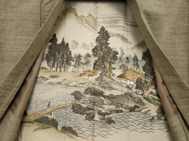 平和屋着物●男性 本場結城玉紬 アンサンブル 結織苑 杢 証紙付き 正絹 逸品 AABF7039ck