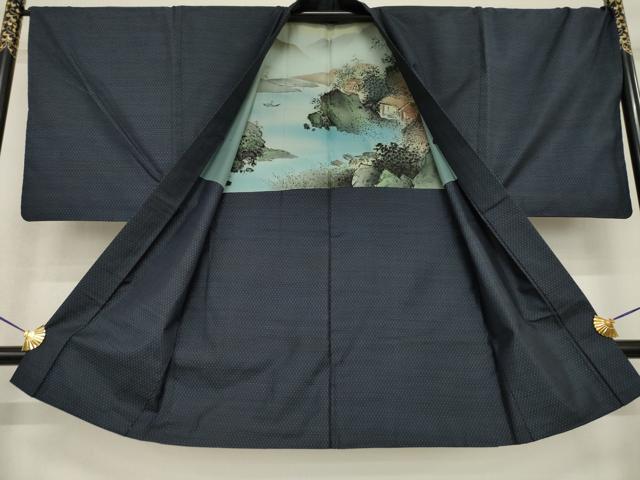 平和屋着物●男性 本場大島紬 アンサンブル 長襦袢(袷)セット 亀甲絣 正絹 逸品 AABF7041ck