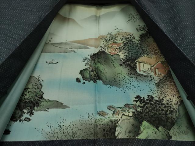 平和屋着物●男性 本場大島紬 アンサンブル 長襦袢(袷)セット 亀甲絣 正絹 逸品 AABF7041ck