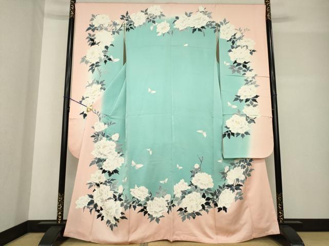 平和屋着物●衣装演出家 前田親男 考槃衣装 振袖 花蝶文 正絹 逸品 AABF7050ck