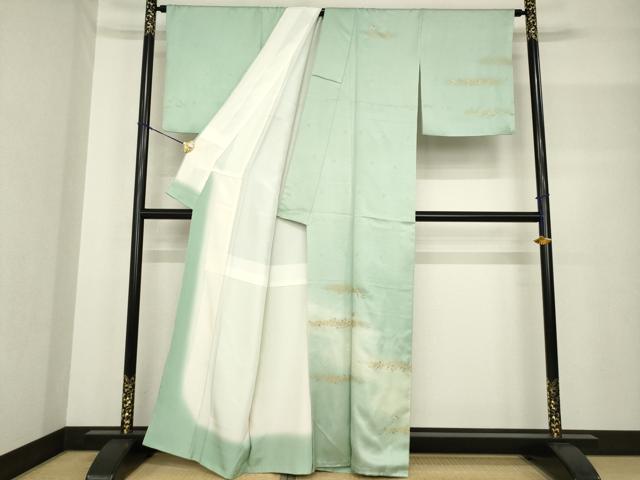 平和屋着物●訪問着 刺繍 雪輪に笹 暈し染め 金彩 正絹 逸品 AABF7059ck