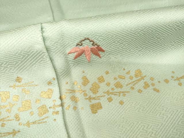 平和屋着物●訪問着 刺繍 雪輪に笹 暈し染め 金彩 正絹 逸品 AABF7059ck