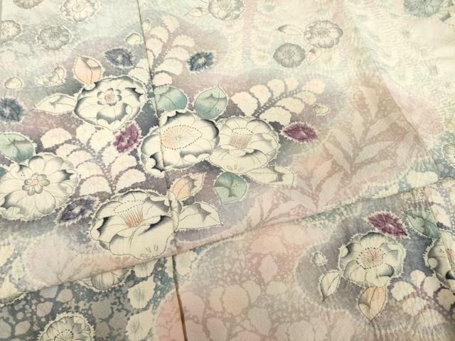 平和屋着物●越後十日町の一流染匠 桐屋・翠山工房 訪問着 辻が花 絞り 舞花文 暈し染め 正絹 逸品 AABF7067ck