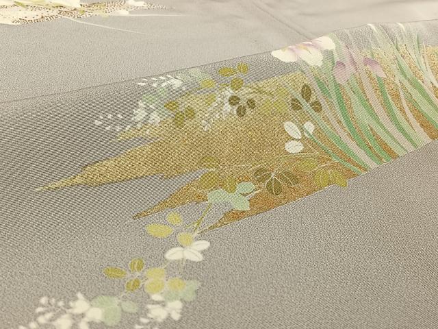 平和屋着物▽訪問着 単衣 草花文 金彩 正絹 逸品 AABF7081jh