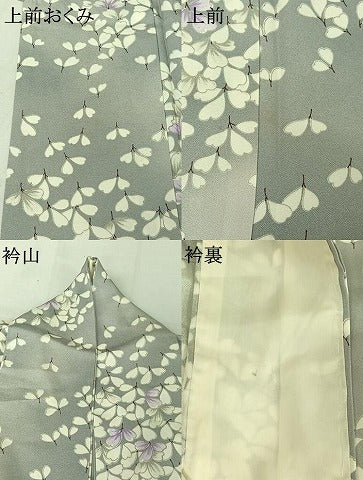 平和屋着物▽上質な小紋 単衣 草葉文 暈し染め 正絹 逸品 AABF7099jh