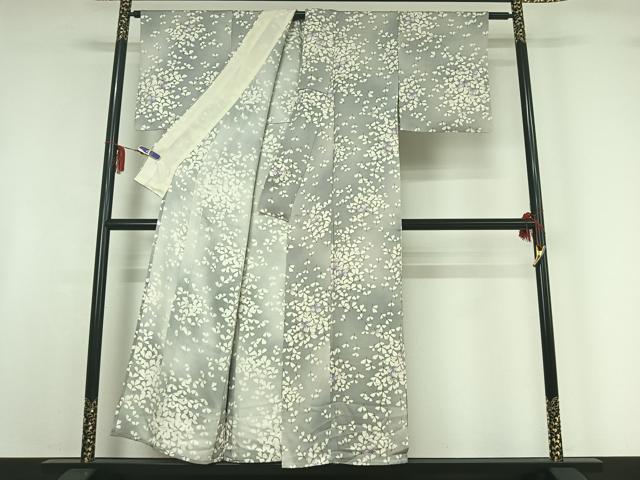平和屋着物▽上質な小紋 単衣 草葉文 暈し染め 正絹 逸品 AABF7099jh