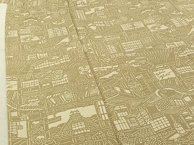 平和屋着物▽上質な小紋 単衣 風景文 正絹 逸品 AABF7109jh