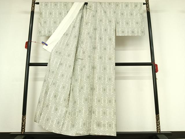 平和屋着物▽本場村山大島紬 単衣 幾何学文様 正絹 逸品 AABF7119jh